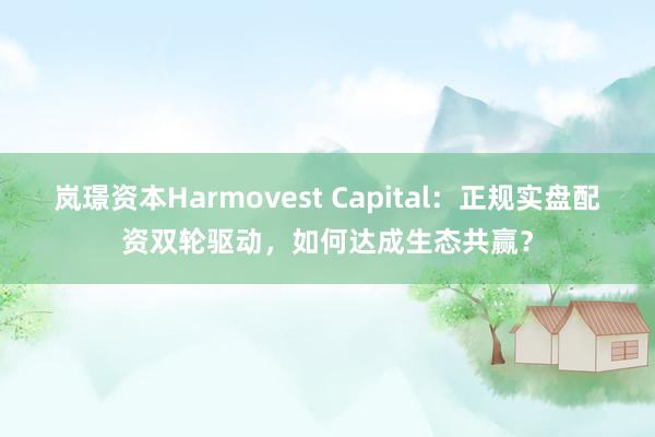 岚璟资本Harmovest Capital：正规实盘配资双轮驱动，如何达成生态共赢？