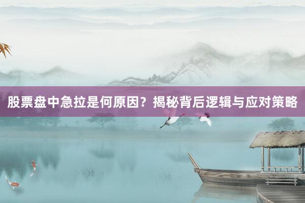 股票盘中急拉是何原因？揭秘背后逻辑与应对策略