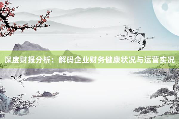 深度财报分析：解码企业财务健康状况与运营实况