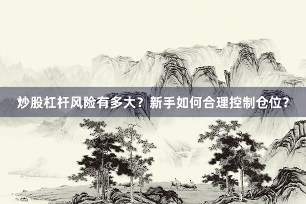 炒股杠杆风险有多大？新手如何合理控制仓位？