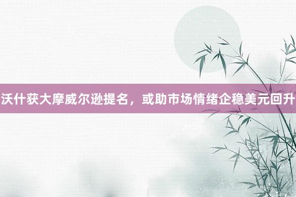 沃什获大摩威尔逊提名，或助市场情绪企稳美元回升