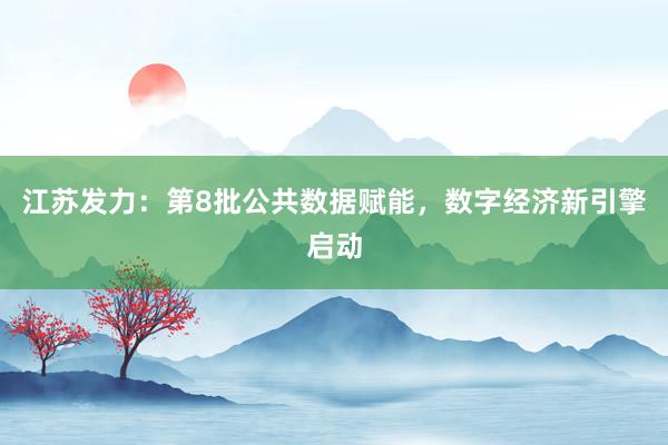 江苏发力：第8批公共数据赋能，数字经济新引擎启动