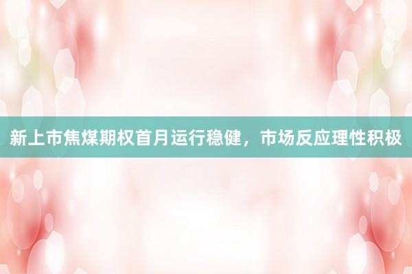 新上市焦煤期权首月运行稳健，市场反应理性积极