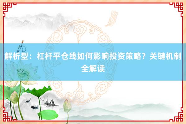解析型：杠杆平仓线如何影响投资策略？关键机制全解读